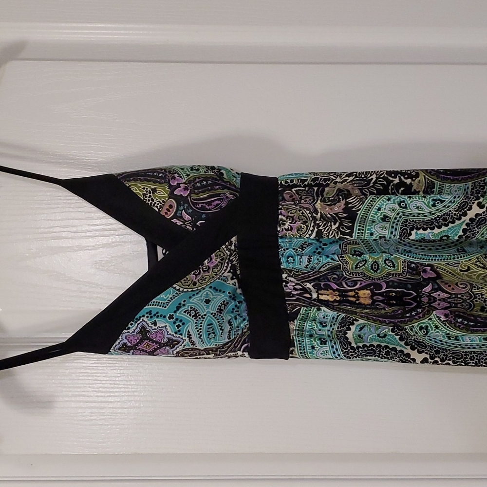 J.B.S. Multi-color paisley print Maxi Dress with Adjustable Straps Size 12